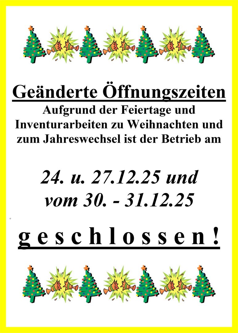 Öffnungszeiten Weihnachten